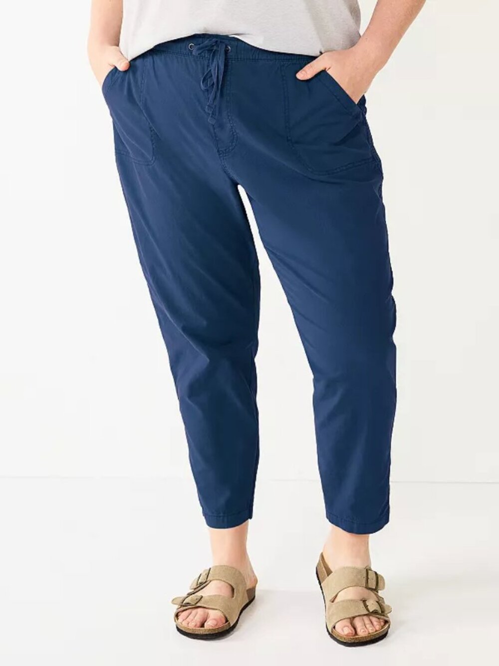 Women's Sonoma Goods For Life Plus Size Paperbag Waist Capris - Navy - 1X - NWOT